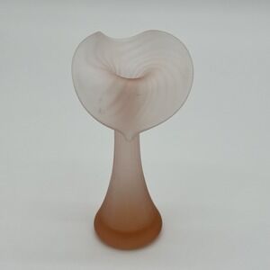 Fenton Jack in the Pulpit Vase Satin Frosted Peach Crest Art Glass Pink